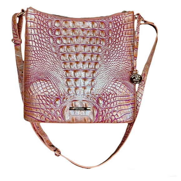 SOLD!! Brahmin Katie Melbourne Leather Crossbody Bag In Apricot Rose w/COA - Picture 8 of 11